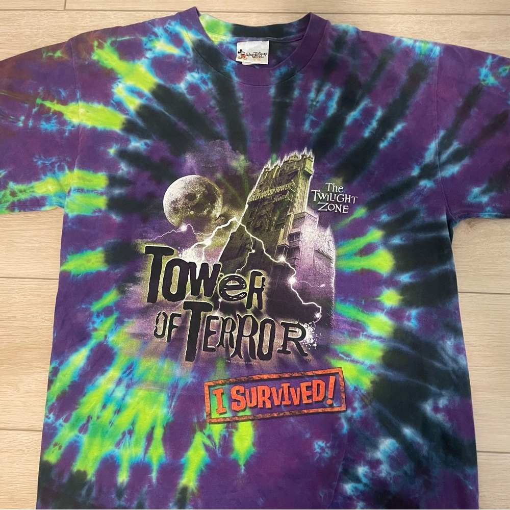 Vintage Disney Tower of Terror Tie Dye Shirt Twilight Zone Large 21x29 USA